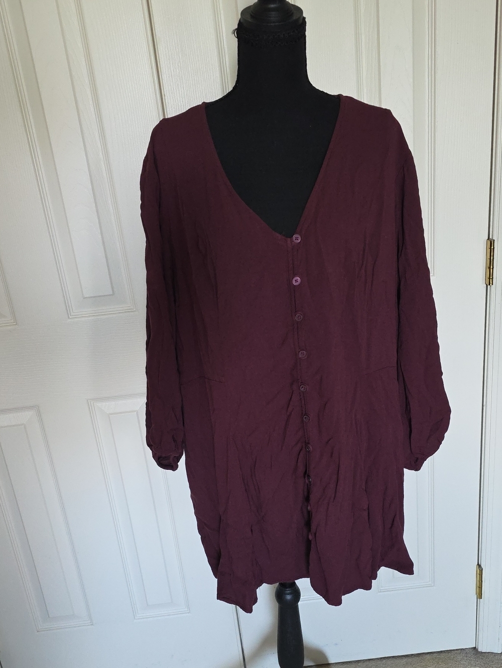 torrid Burgundy Button-Front V-Neck Tunic